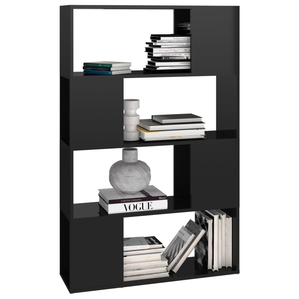VidaXL Boekenkast/kamerscherm 80x24x124,5 cm hoogglans zwart