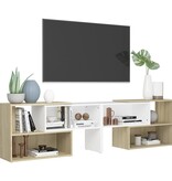 vidaXL Tv-meubel 149x30x52 cm spaanplaat wit en sonoma eikenkleurig