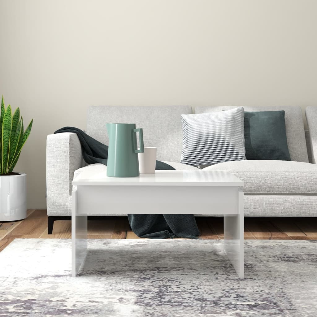 VidaXL Salontafel 68x50x38 cm spaanplaat hoogglans wit
