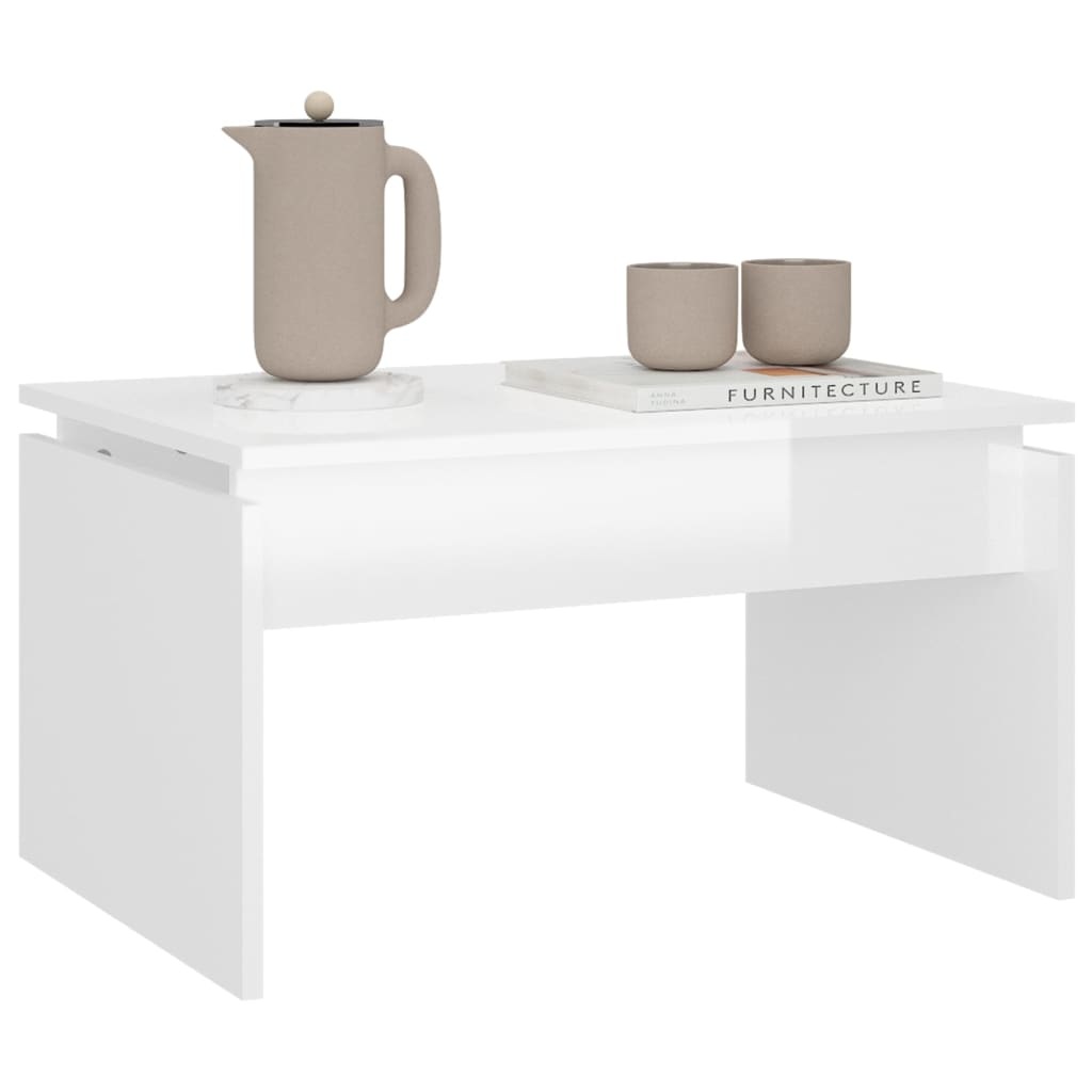 VidaXL Salontafel 68x50x38 cm spaanplaat hoogglans wit