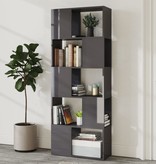 vidaXL Boekenkast/kamerscherm 60x24x155 cm hoogglans grijs