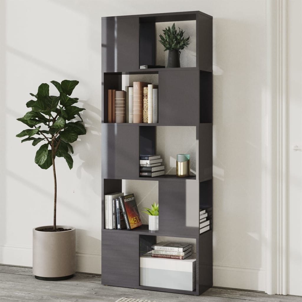 vidaXL Boekenkast/kamerscherm 60x24x155 cm hoogglans grijs