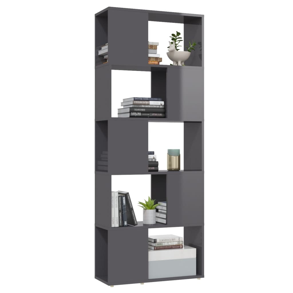 vidaXL Boekenkast/kamerscherm 60x24x155 cm hoogglans grijs