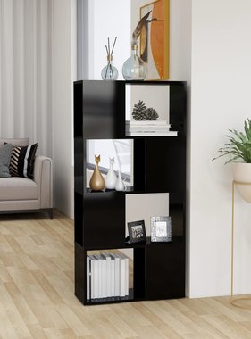 vidaXL Boekenkast/kamerscherm 60x24x124,5 cm hoogglans zwart