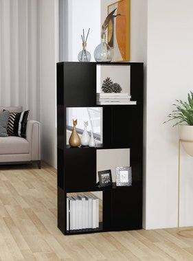 vidaXL Boekenkast/kamerscherm 60x24x124,5 cm spaanplaat zwart