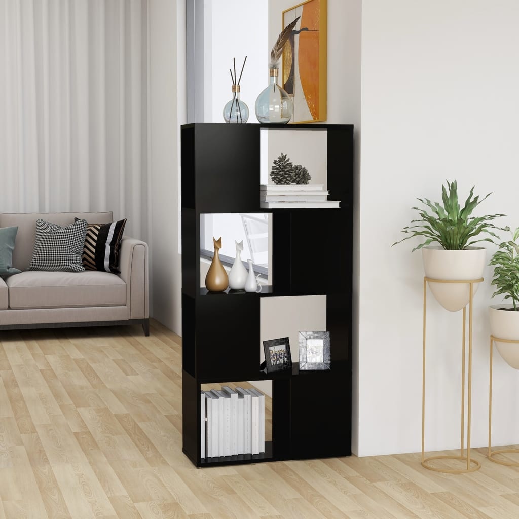 vidaXL Boekenkast/kamerscherm 60x24x124,5 cm spaanplaat zwart