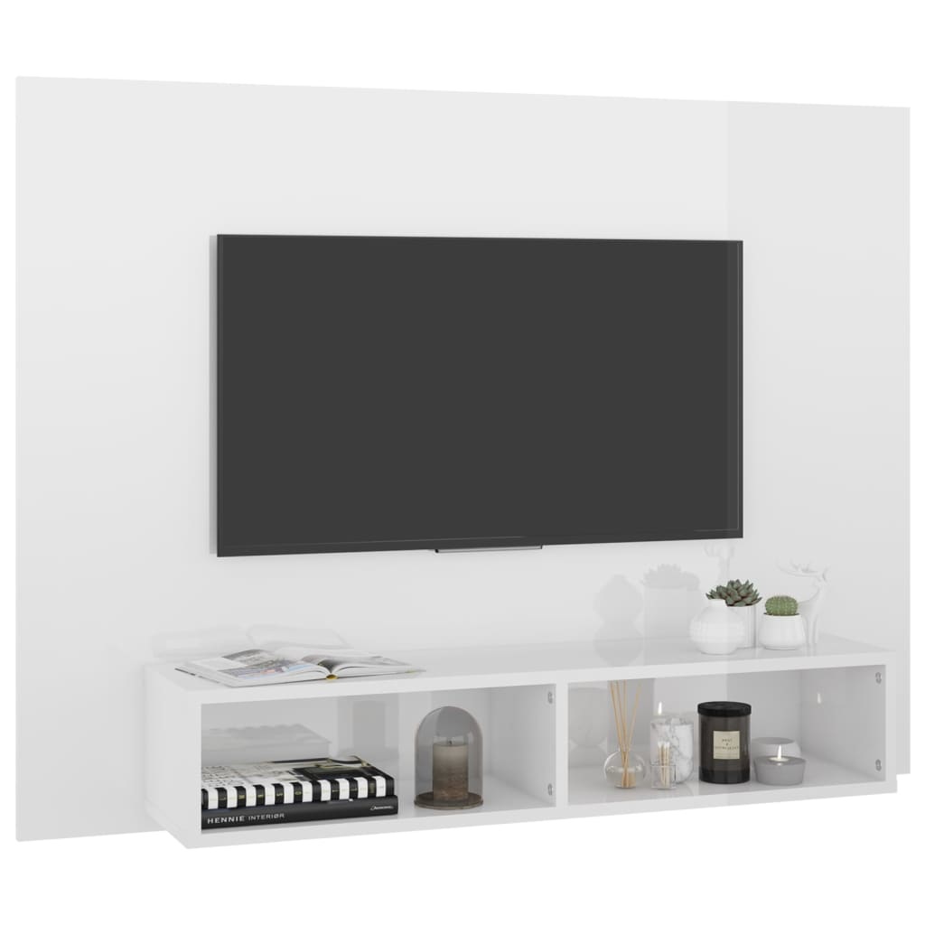 vidaXL Tv-wandmeubel 120x23,5x90 cm spaanplaat hoogglans wit