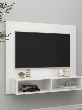 vidaXL Tv-wandmeubel 102x23,5x90 cm spaanplaat hoogglans wit