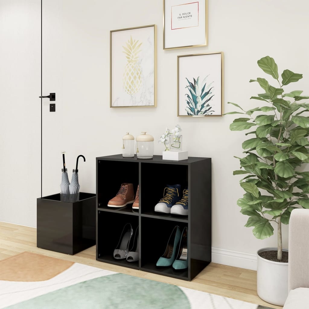 VidaXL Opbergkast 105x35,5x70 cm spaanplaat hoogglans grijs
