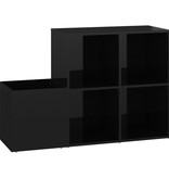vidaXL Opbergkast 105x35,5x70 cm spaanplaat hoogglans zwart
