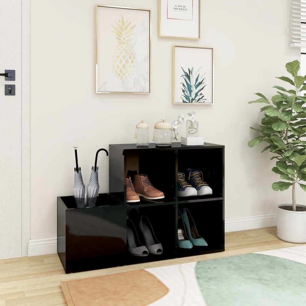 VidaXL Opbergkast 105x35,5x70 cm spaanplaat hoogglans zwart