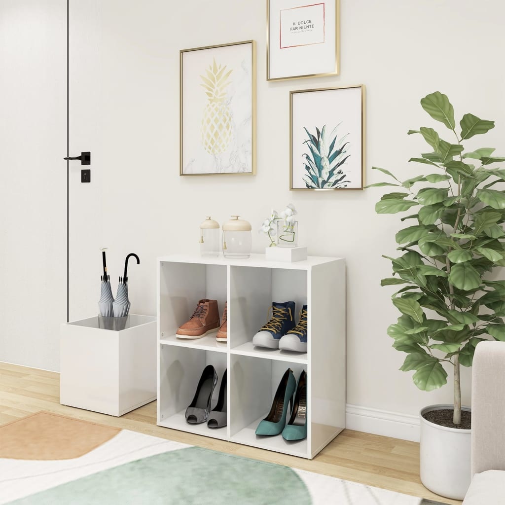 VidaXL Opbergkast 105x35,5x70 cm spaanplaat hoogglans wit