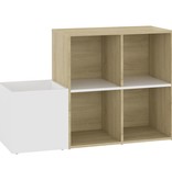 VidaXL Opbergkast 105x35,5x70 cm spaanplaat wit en sonoma eikenkleurig
