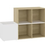 vidaXL Opbergkast 105x35,5x70 cm spaanplaat wit en sonoma eikenkleurig