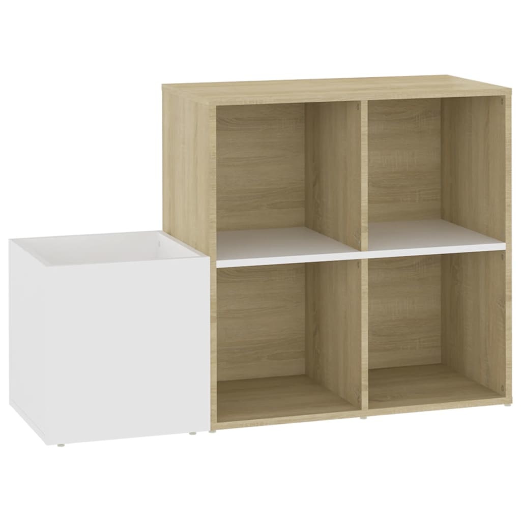 VidaXL Opbergkast 105x35,5x70 cm spaanplaat wit en sonoma eikenkleurig