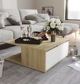 VidaXL Salontafel 80x80x31 cm spaanplaat wit en sonoma eikenkleurig