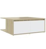 VidaXL Salontafel 80x80x31 cm spaanplaat wit en sonoma eikenkleurig