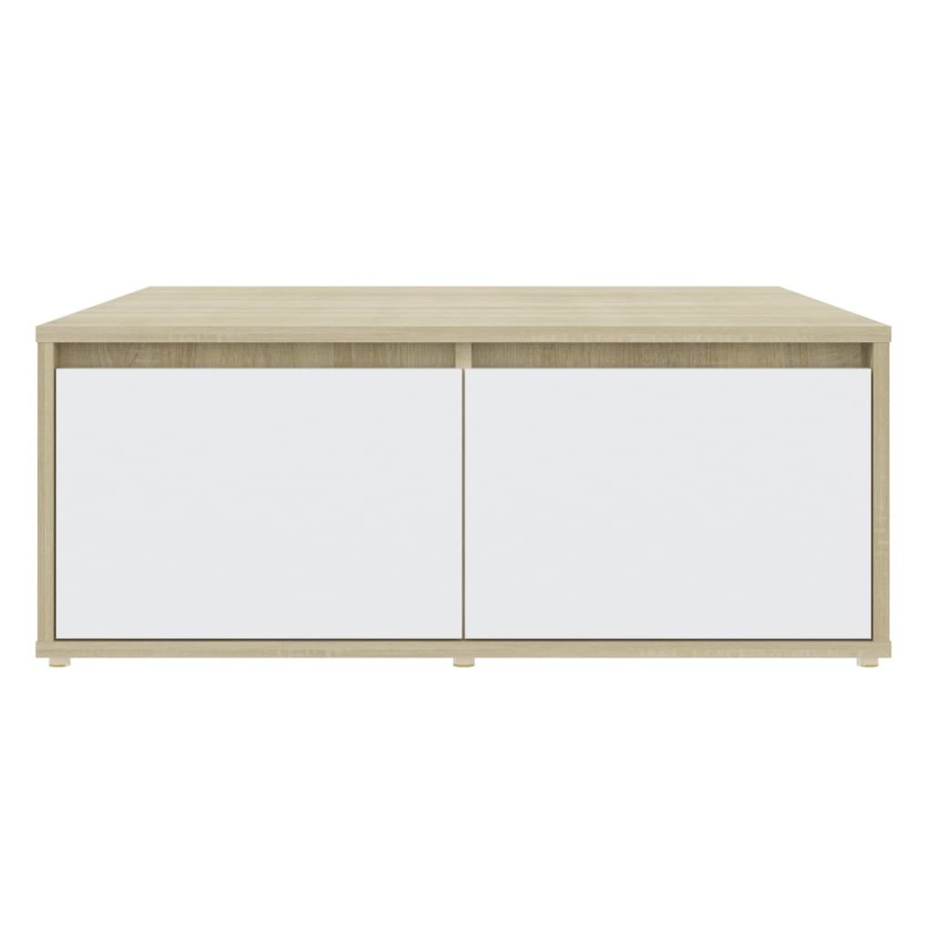 VidaXL Salontafel 80x80x31 cm spaanplaat wit en sonoma eikenkleurig