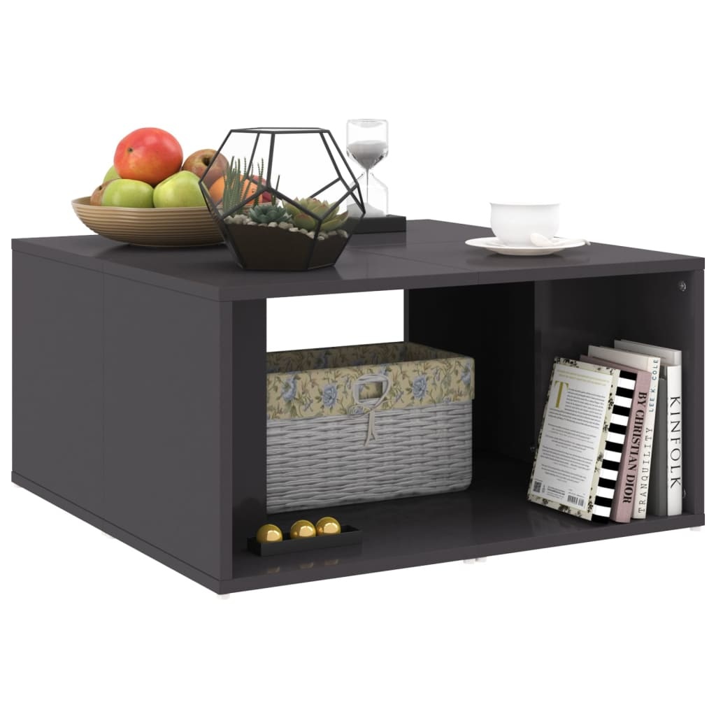 VidaXL Salontafels 4 st 33x33x33 cm spaanplaat hoogglans grijs