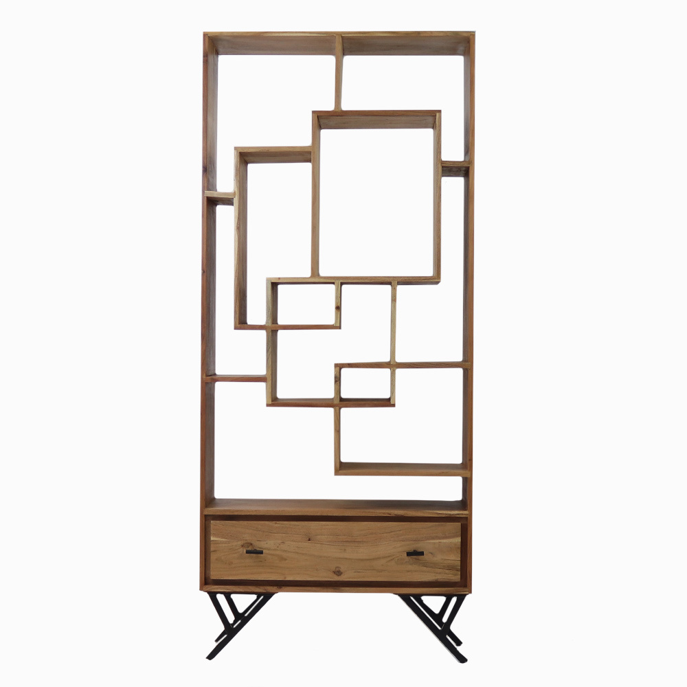 KantoormeubelenPlus Boekenkast - Divider Sulkava acaciahout 185 x 80 cm