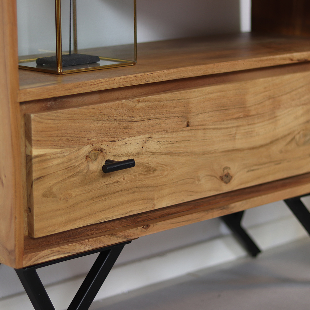 KantoormeubelenPlus Boekenkast - Divider Sulkava acaciahout 185 x 80 cm