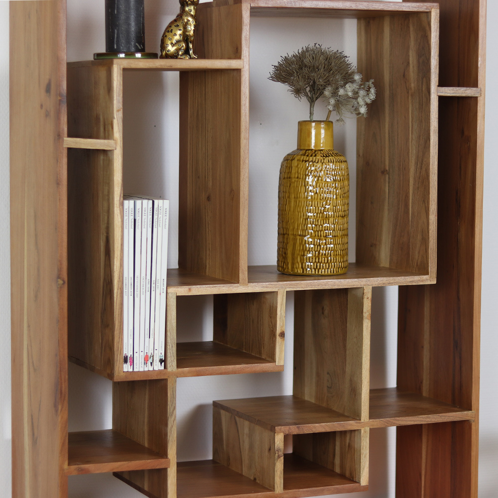 KantoormeubelenPlus Boekenkast - Divider Sulkava acaciahout 185 x 80 cm