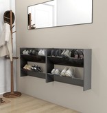 VidaXL Wandschoenenkasten 2 st 80x18x60 cm spaanplaat hoogglans grijs