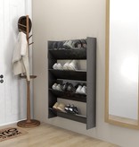 VidaXL Wandschoenenkasten 2 st 80x18x60 cm spaanplaat hoogglans grijs