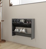 VidaXL Wandschoenenkast 80x18x60 cm spaanplaat hoogglans grijs