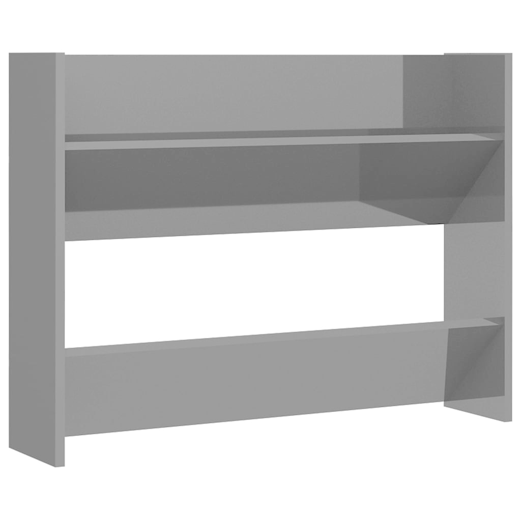 VidaXL Wandschoenenkast 80x18x60 cm spaanplaat hoogglans grijs