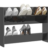 VidaXL Wandschoenenkast 80x18x60 cm spaanplaat hoogglans grijs