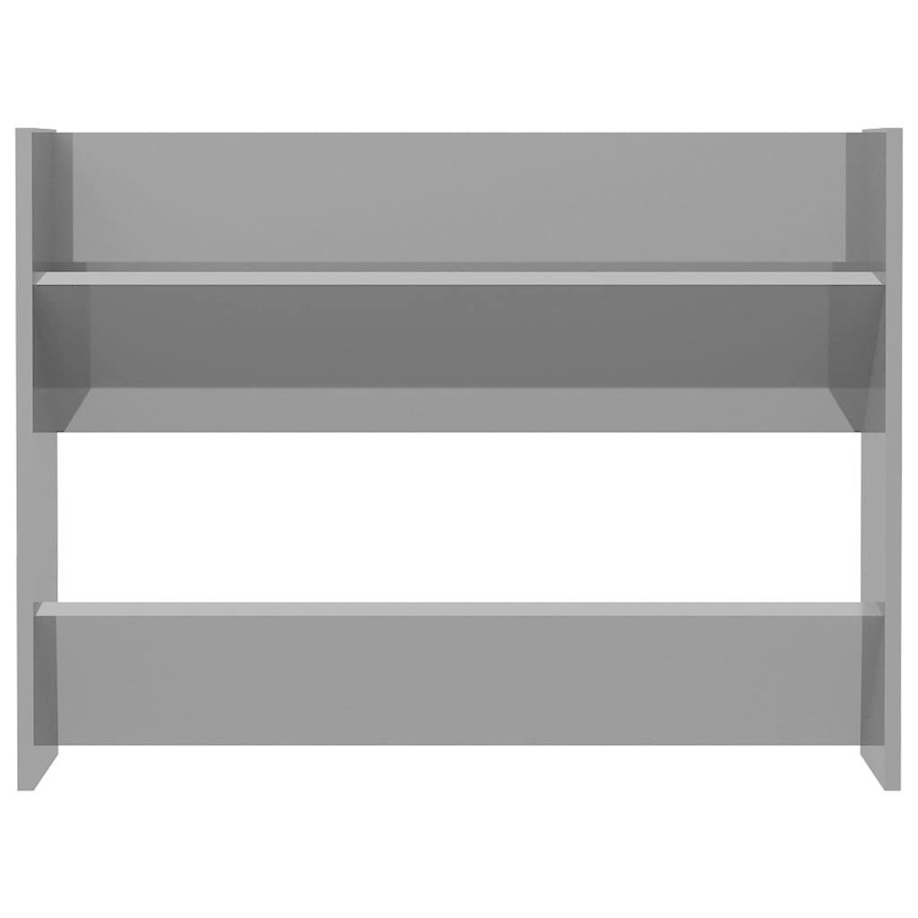 VidaXL Wandschoenenkast 80x18x60 cm spaanplaat hoogglans grijs