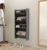 VidaXL Wandschoenenkasten 2 st 60x18x60 cm spaanplaat hoogglans grijs