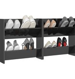 VidaXL Wandschoenenkasten 2 st 60x18x60 cm spaanplaat hoogglans grijs