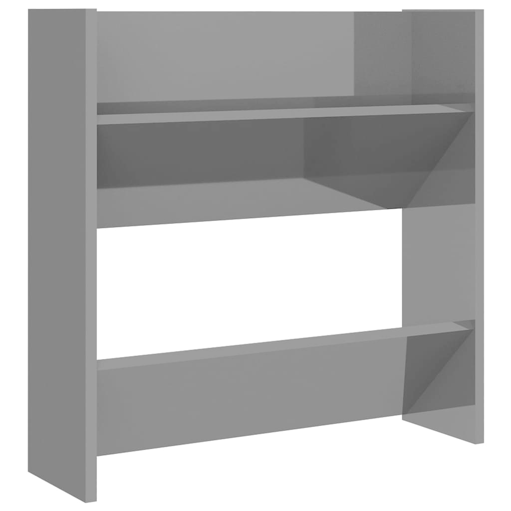 VidaXL Wandschoenenkast 60x18x60 cm spaanplaat hoogglans grijs