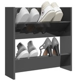 VidaXL Wandschoenenkast 60x18x60 cm spaanplaat hoogglans grijs