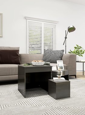 VidaXL 3-delige Tafeltjesset spaanplaat hoogglans grijs