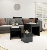 VidaXL 3-delige Tafeltjesset spaanplaat hoogglans grijs