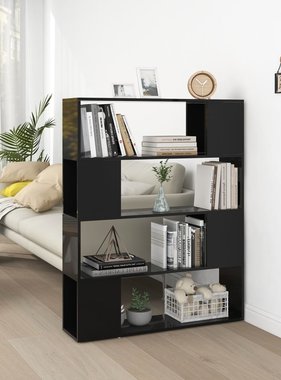 vidaXL Boekenkast/kamerscherm 100x24x124 cm hoogglans zwart