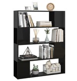 vidaXL Boekenkast/kamerscherm 100x24x124 cm hoogglans zwart