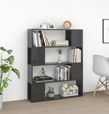 vidaXL Boekenkast/kamerscherm 100x24x124 cm hoogglans grijs