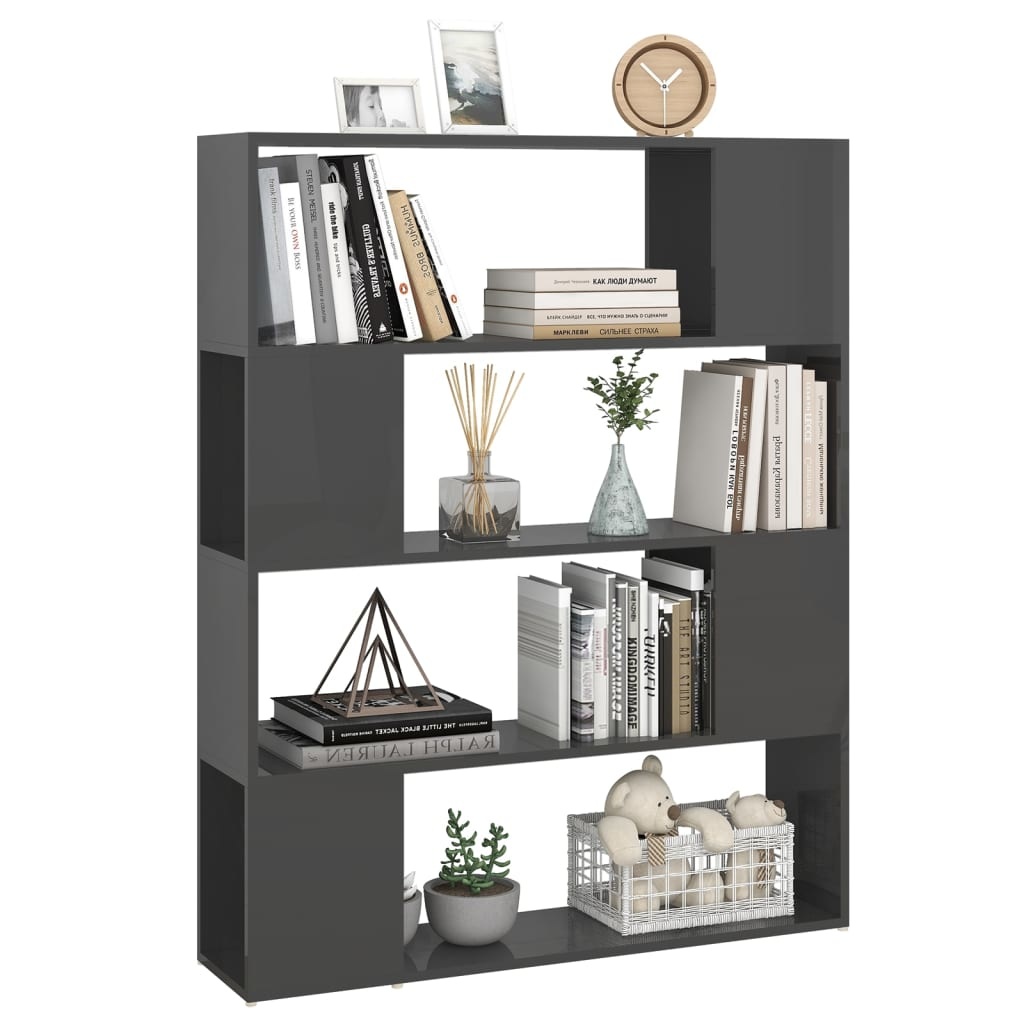 vidaXL Boekenkast/kamerscherm 100x24x124 cm hoogglans grijs