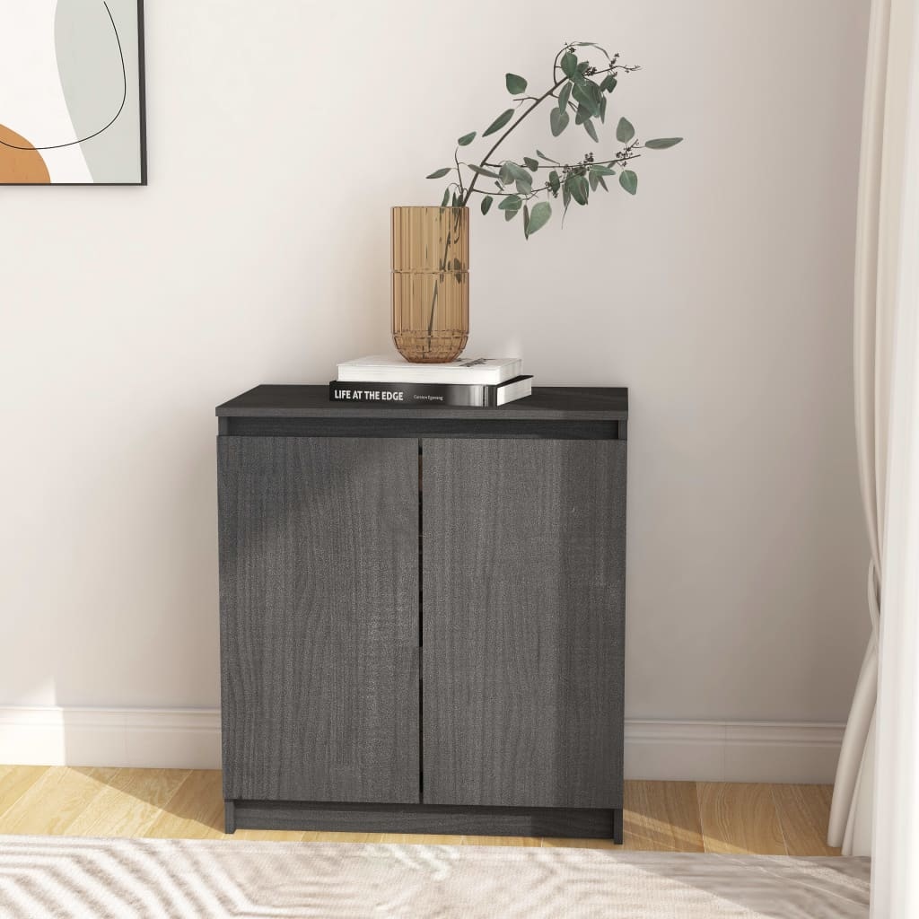 VidaXL Bijzetkast 60x36x65 cm massief grenenhout grijs