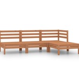 vidaXL 4-delige Loungeset massief grenenhout honingbruin
