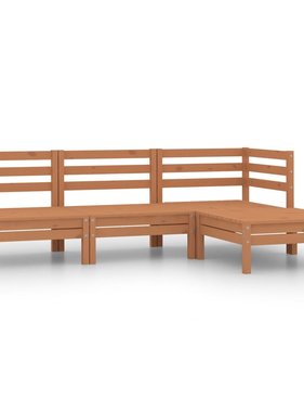 VidaXL 4-delige Loungeset massief grenenhout honingbruin