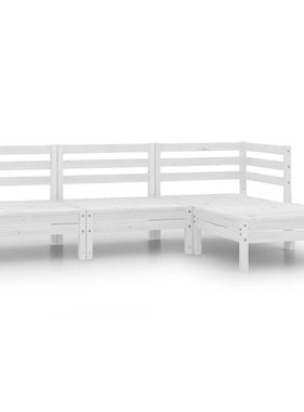 VidaXL 4-delige Loungeset massief grenenhout wit