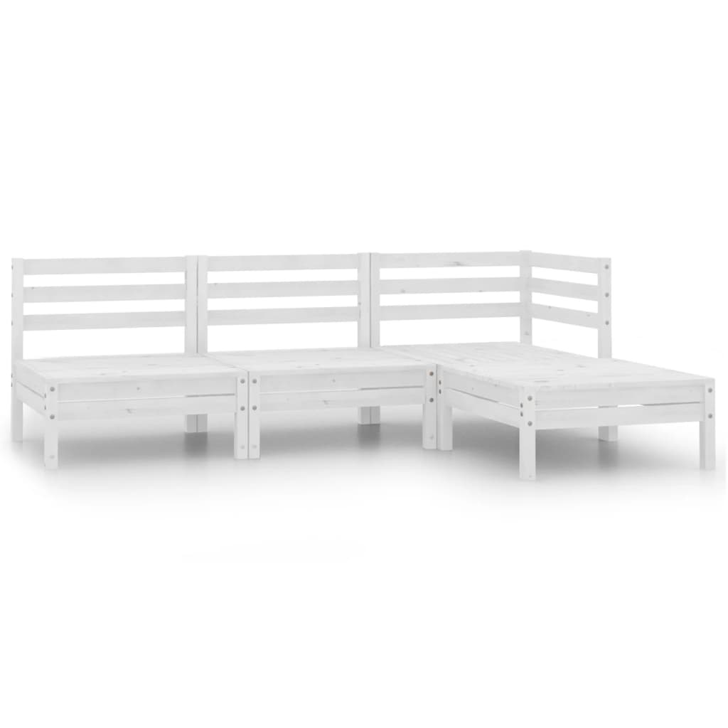 VidaXL 4-delige Loungeset massief grenenhout wit