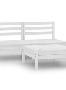 VidaXL 3-delige Loungeset massief grenenhout wit