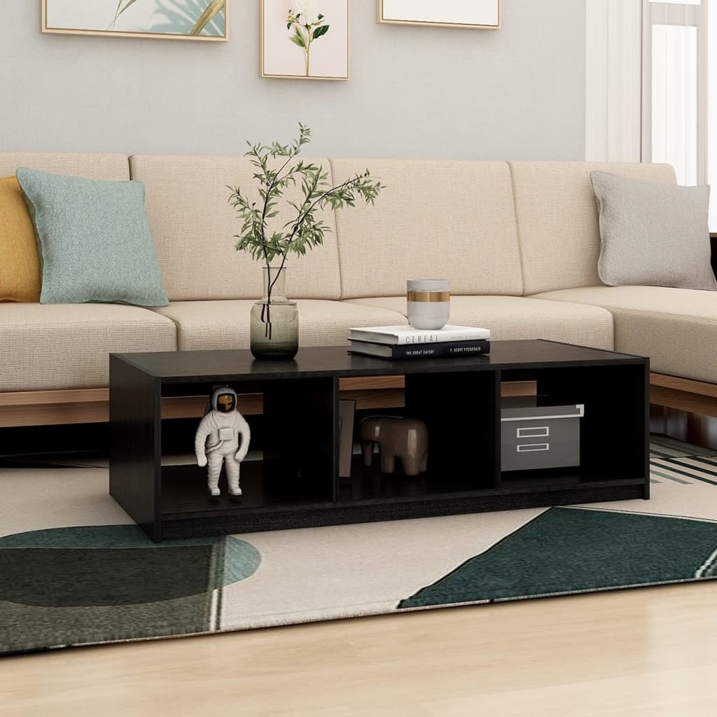 VidaXL Salontafel 110x50x34 cm massief grenenhout zwart