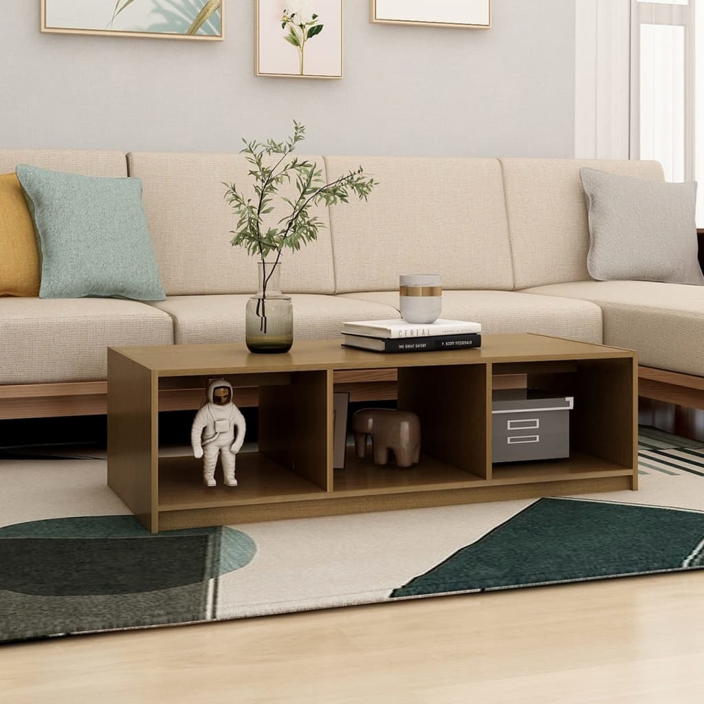 VidaXL Salontafel 110x50x34 cm massief grenenhout honingbruin